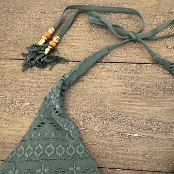 La Blanca NWT Size 10 Saltwater Sands Crocheted Olive Green Triangle Bikini Top - Picture 11 of 11